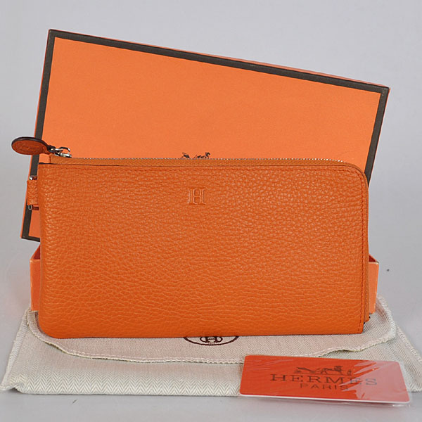 A908 Hermes in pelle con cerniera Portafoglio clemence a Orange